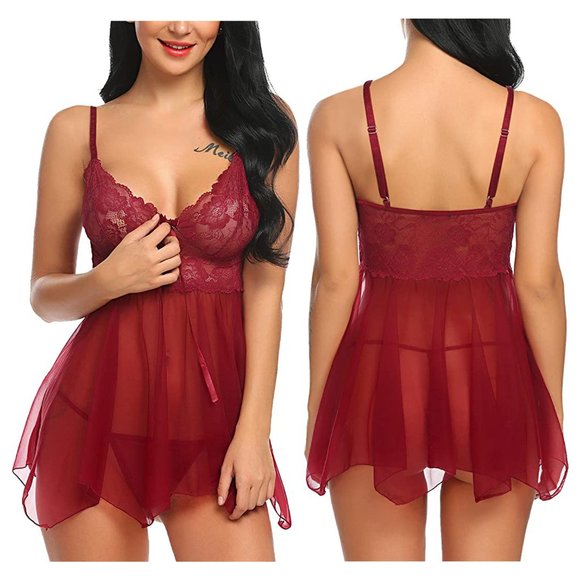 Sexy Babydoll Lace Panty Set Purple - Picture 3 of 3